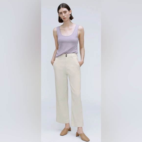 Everlane The Organic Crop Twill Wide-Leg Pant Bone High Rise Women’s 8 NWOT - Picture 1 of 16
